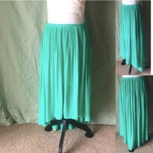 Lauren Conrad Green High-Low Pleated Skirt size XS